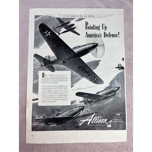 1941 Allison Advertisement WWII Aircraft Engine Army Lockheed P-38 Vtg Print AD
